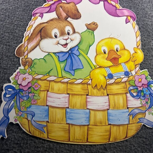 Vtg Easter Cardboard Die Cut Decor Lot of 3 Spring Bunnys Ducks Eggs Peeps - Picture 7 of 16